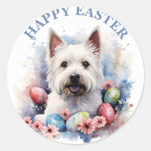 Sticker Rond Oeufs et fleurs de chocolat de Pâques -