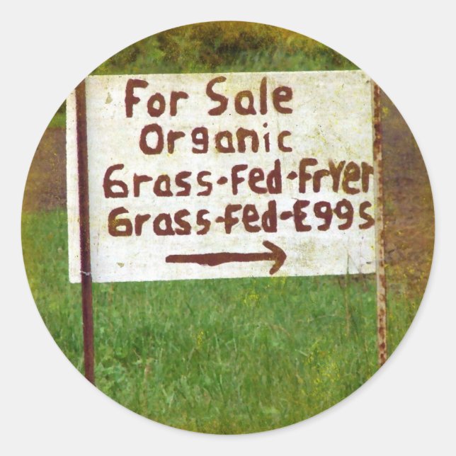 Sticker Rond OEufs et friteuses de laiton bio (Devant)