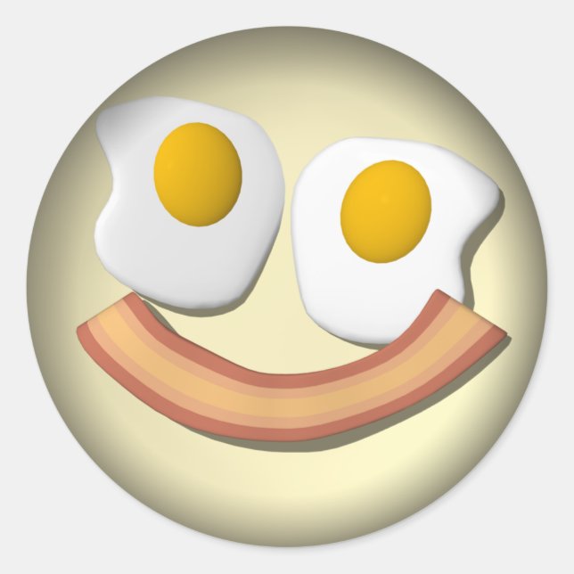 Sticker Rond Oeufs et visage de lard. (Devant)