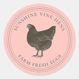 Sticker Rond OEufs frais de ferme OEuf de poule Vintage Carton