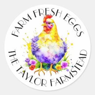 Sticker Rond Oeufs frais de ferme   Personnalisé