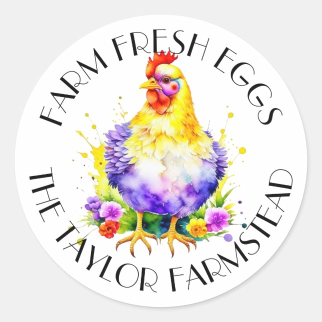 Sticker Rond Oeufs frais de ferme | Personnalisé (Devant)