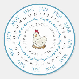 Sticker Rond Oeufs frais de ferme Petite entreprise Oeufs Carto