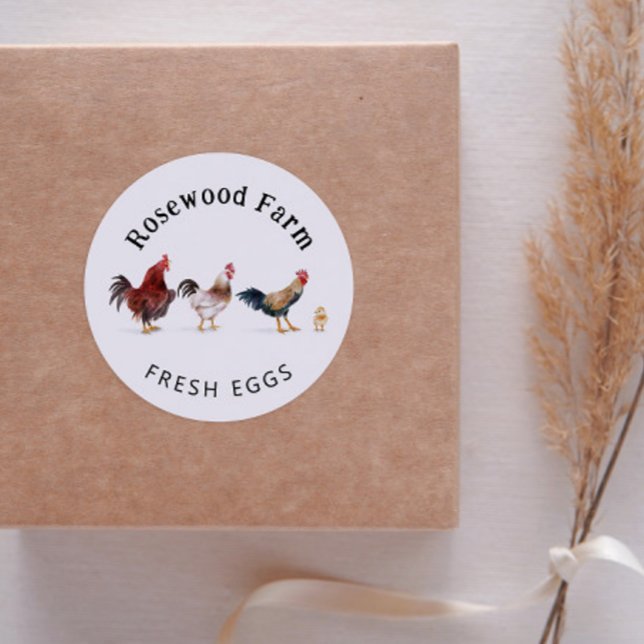 Sticker Rond Oeufs frais de ferme Poulet (Créateur téléchargé)
