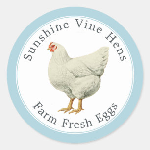 Sticker Rond Oeufs frais de ferme Vintage Hen Oeufs modernes Ca