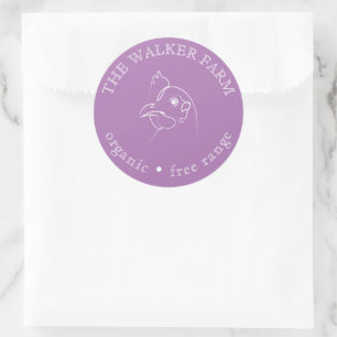 Sticker Rond Oeufs frais de la ferme de poulet esquissés