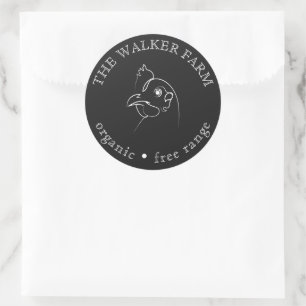 Sticker Rond Oeufs frais de la ferme de poulet esquissés