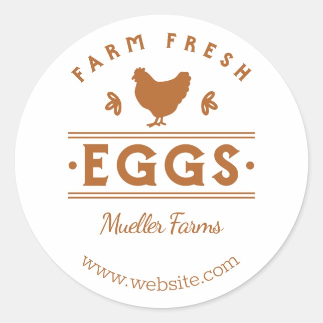 Sticker Rond OEufs Frais De La Ferme De Terracotta (Devant)