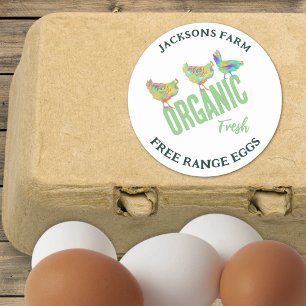 Sticker Rond Oeufs frais de poule biologiques en plein air