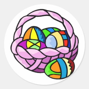 Sticker Rond OEufs géométriques dans l'autocollant du panier