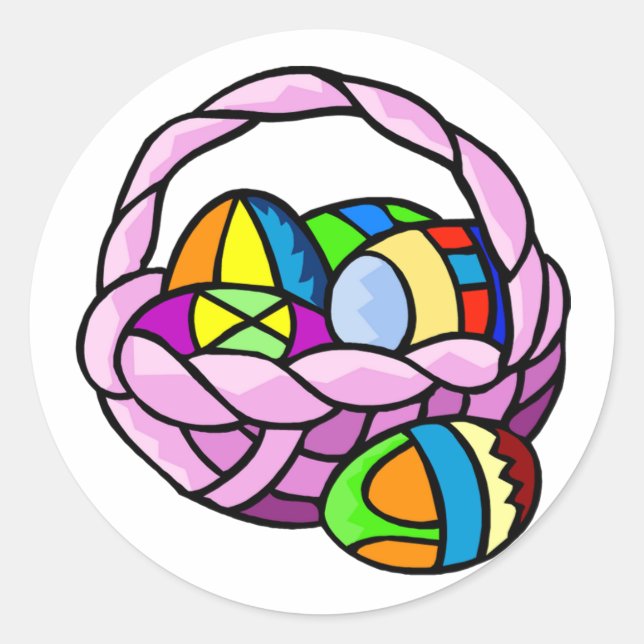 Sticker Rond OEufs géométriques dans l'autocollant du panier (Devant)