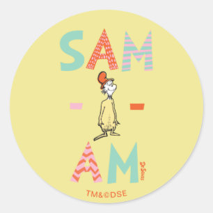 Sticker Rond Oeufs verts et jambon Sam-I-Am