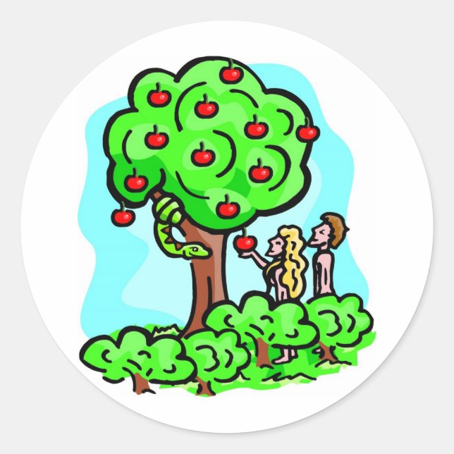 Sticker Rond OEuvre d'Adam et Eve Christian (Devant)