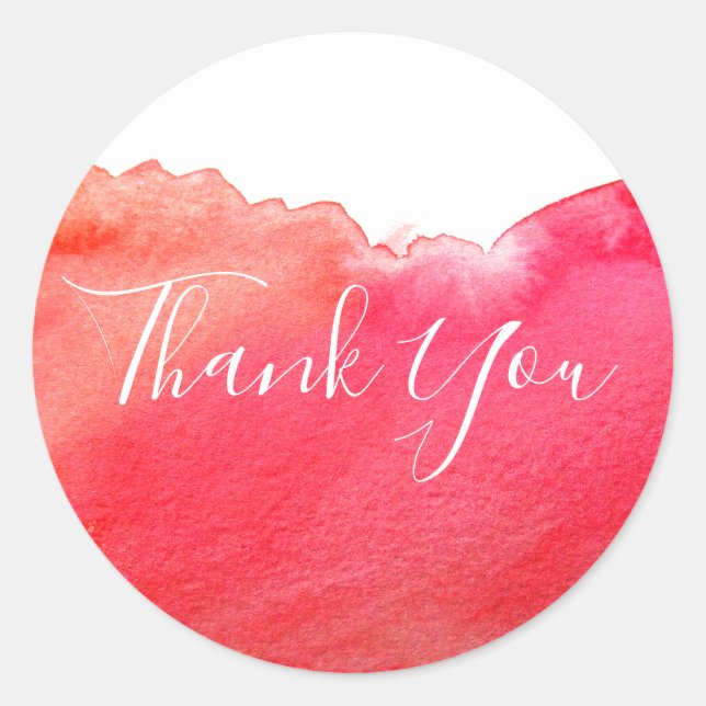 Sticker Rond Œuvre d'art à l'aquarelle rouge Merci (Devant)
