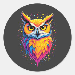 Sticker Rond OEuvre d'artisanat de la Chouette Oiseau nocturne