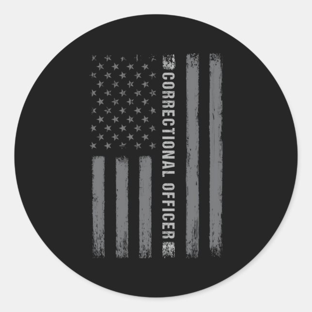 Sticker Rond Officier correctionnel sur le drapeau américain (Devant)