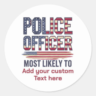 Sticker Rond Officier De Police Dons Le Plus Probable Aux États
