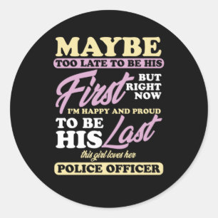 Sticker Rond Officier de police fille femme flic policier cadea