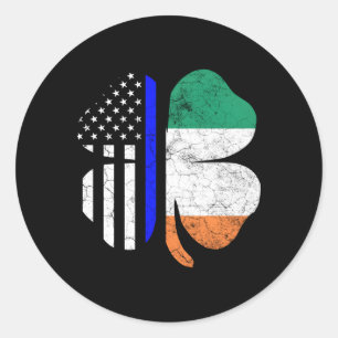 Sticker Rond Officier de police irlandais américain du drapeau 