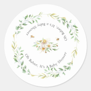 Sticker Rond Oh Babee Aquarelle Baby shower Floral