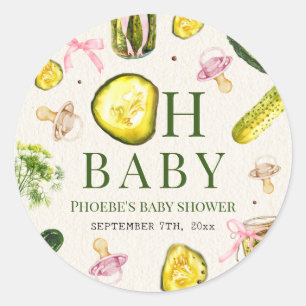 Sticker Rond Oh Baby Pickles & Pacifiers Fille Rose Baby Shower