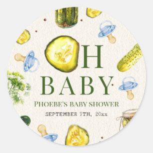 Sticker Rond Oh Baby Pickles + Tétines Fête de Naissance Garçon