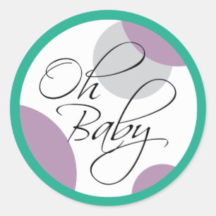 Sticker Rond Oh Baby Posh Sexe Baby shower neutre