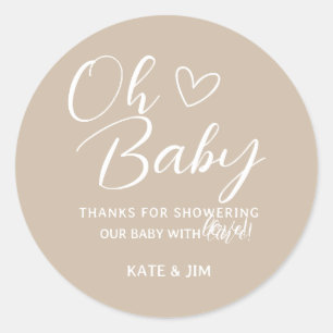 Sticker Rond Oh bébé Baby shower neutre de genre Merci