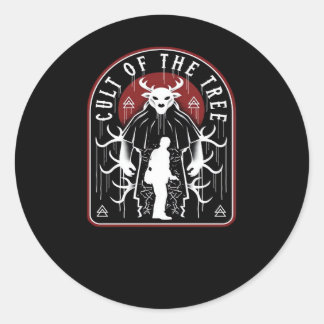 Sticker Rond Oh Cerf Culte De L'Arbre Style Artistique