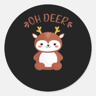 Sticker Rond Oh Cerf Kawaii Cerf Style Artistique Ludique