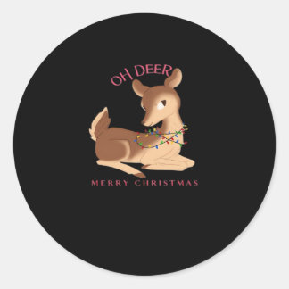 Sticker Rond Oh Cerf Noël Design Moderne