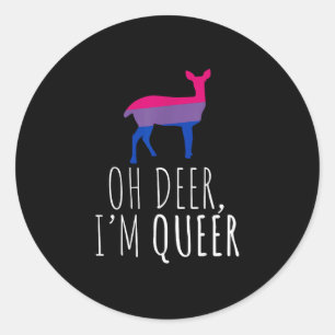 Sticker Rond Oh cerf queer Fierté bisexuelle Conception gay les