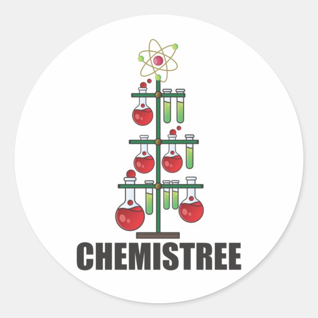 Sticker Rond Oh Chemistree maître en chimie de Noël (Devant)
