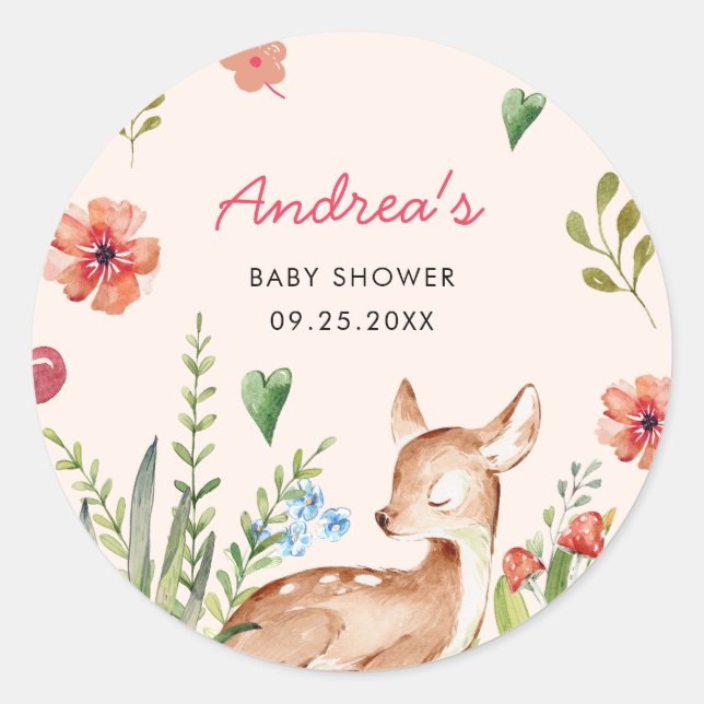 Sticker Rond Oh Deer Baby shower (Devant)