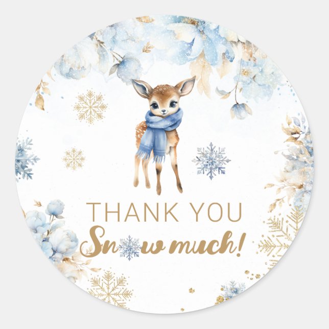 Sticker Rond Oh Deer Winter Baby Boy Douche (Devant)