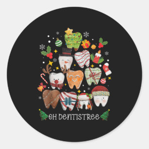 Sticker Rond Oh Dentistree Joyeux Noël Dentaire Drôle Dents T