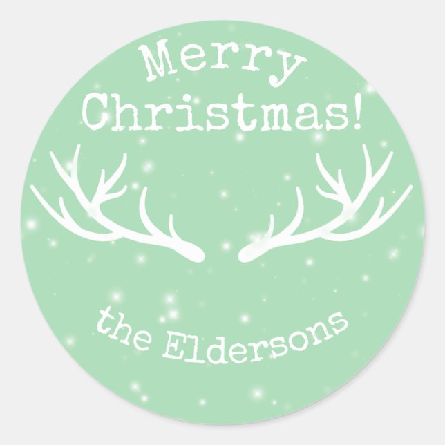 Sticker Rond Oh des cerfs communs, c'est Noël [vert] - (Devant)