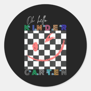 Sticker Rond Oh Hello Kindergarten mignonne tenue pour enfants