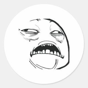 Sticker Rond Oh Jésus doux qui est bon visage Meme de rage
