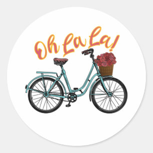 Sticker Rond Oh La La French Bicycle Drôle Chants Français