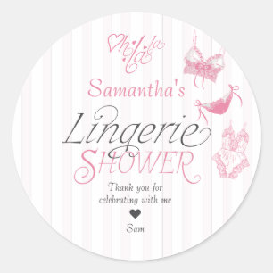 Sticker Rond Oh La La Préparation Rose Dentelle Lingerie Récept