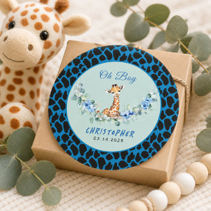 Sticker Rond Oh mon Dieu ! Baby shower bébé Giraffe