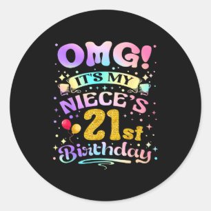Sticker Rond Oh mon dieu, c'est l'anniversaire des 21 ans de ma