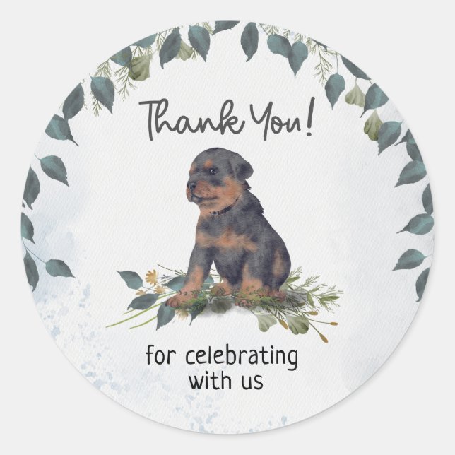 Sticker Rond Oh mon Dieu ! Merci de chien chiot Rottweiler (Devant)
