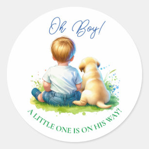 Sticker Rond Oh mon Dieu ! Un bébé et son Baby shower de chien