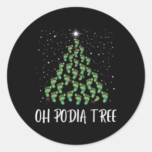 Sticker Rond Oh Podiatree Funny Tree Pied de Noël Équipe de Noë