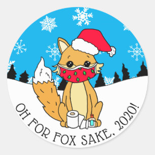 Sticker Rond Oh pour Fox Sake, 2020, Funny Christmas