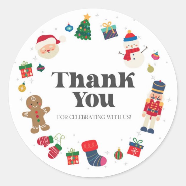 Sticker Rond Oh Quel Amusant Noël Anniversaire Favoriser Balise (Devant)