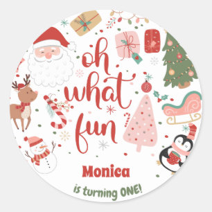 Sticker Rond Oh quel plaisir Noël anniversaire