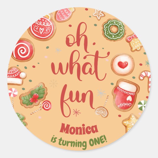 Sticker Rond Oh quel plaisir Noël anniversaire (Devant)